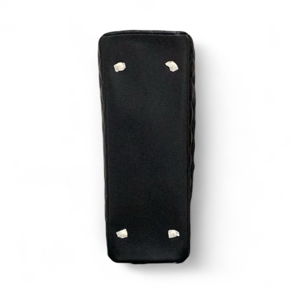 Large New Black Pebbled Leather Quilted Tote Handbag antique gold chain - Picture 5 of 5